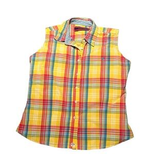 Twenty Size Medium Yellow Plaid Button Down Sleeveless Shirt
